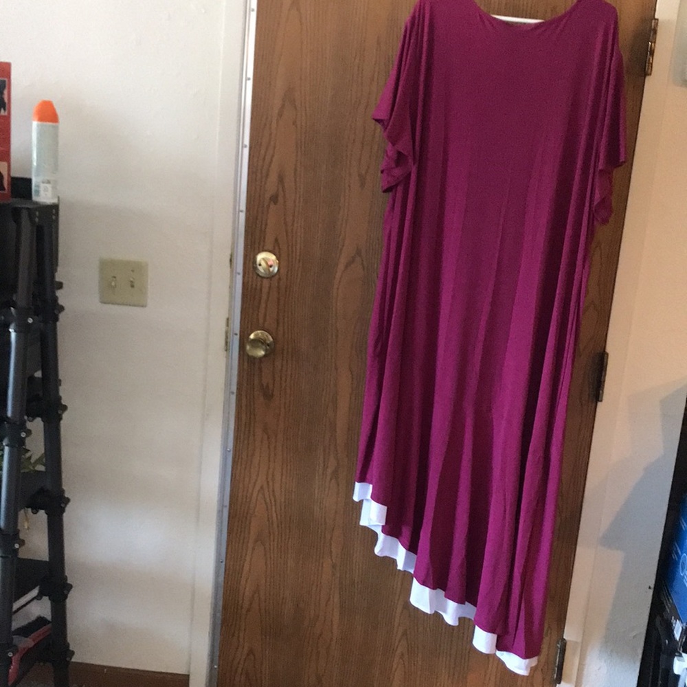 Ashley Stewart Raspberry Ruffled bottom Dress - Picture 3 of 6